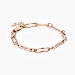 Ivy Name Paperclip Chain Bracelet - Rose Gold Vermeil
