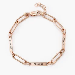 Ivy Name Paperclip Chain Bracelet - Rose Gold Vermeil