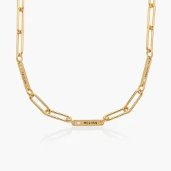 Ivy Name Paperclip Chain Necklace with Diamond - Gold Vermeil