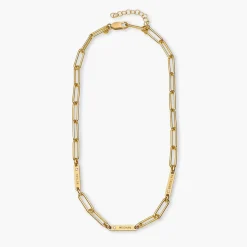 Ivy Name Paperclip Chain Necklace with Diamond - Gold Vermeil