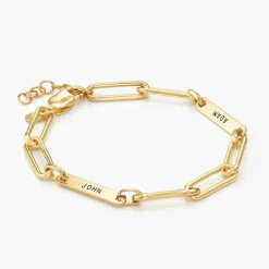 Ivy Name Paperclip Chain Bracelet - Gold Vermeil