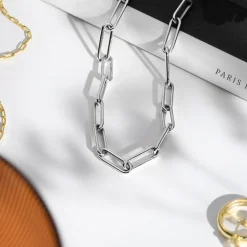 Large Paperclip Chain Necklace - Silver