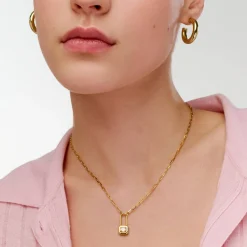 Lock & Luna charm with Emerald cut Diamond- Gold Vermeil