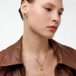 Lock & Luna charm with Emerald cut Moissanite - Gold Vermeil