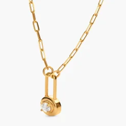 Lock & Luna charm with Oval cut Diamond- Gold Vermeil