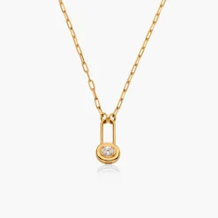 Lock & Luna charm with Oval cut Moissanite - Gold Vermeil