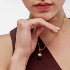 Lock & Luna charm with Oval cut Moissanite - Gold Vermeil