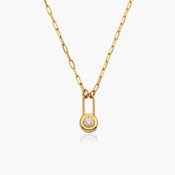 Lock & Luna charm with Round cut Diamond- Gold Vermeil
