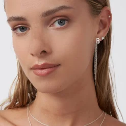 Long Tassel with Diamond Initials - Silver