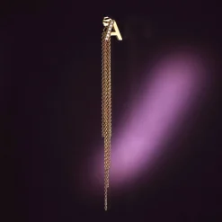 Long Tassel with Diamond Initials - 14k Solid Gold