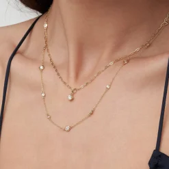 Love Spray Multi Diamond Necklace - 14k Solid Gold