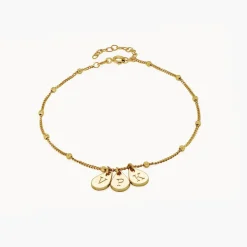 Maren Ankle Bracelet with Initials - Gold Vermeil
