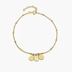 Maren Ankle Bracelet with Initials - Gold Vermeil