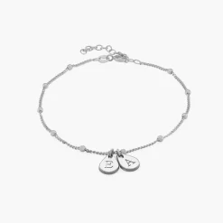 Maren Ankle Bracelet with Initials - Silver