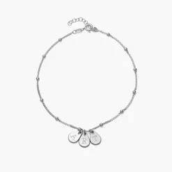 Maren Ankle Bracelet with Initials - Silver