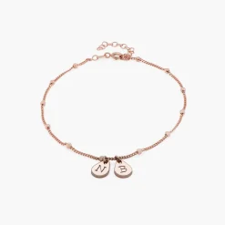 Maren Ankle Bracelet with Initials - Rose Gold Plating