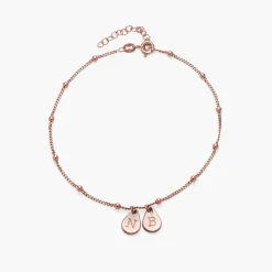 Maren Ankle Bracelet with Initials - Rose Gold Plating