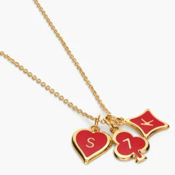 Midnight Enamel Willow Card Initials Necklace - Gold Vermeil