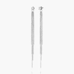 Mimosa Long Tassel Stud with 0.1 CT Diamond - Silver