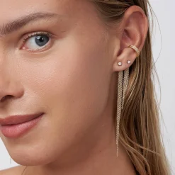 Mimosa Long Tassel Stud with 0.1 CT Diamond - Gold Vermeil