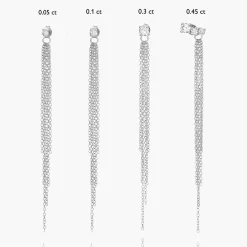 Mimosa Long Tassel Stud with 0.3 CT Diamond- Silver