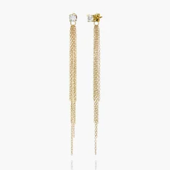 Mimosa Long Tassel Stud with 0.3 CT Diamond - Gold Vermeil