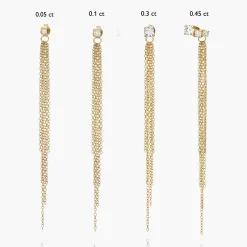 Mimosa Long Tassel Stud with 0.05 CT Diamond - 14k Solid Gold