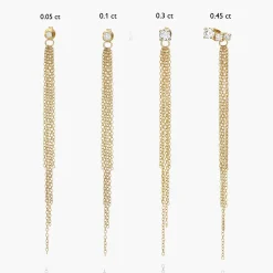 Mimosa Long Tassel Stud with Trio Diamond 0.45 CT Diamond - 14k Solid Gold