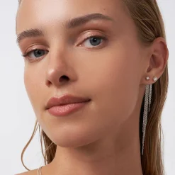 Mimosa Short Tassel Stud with 0.3 CT Diamond - Silver