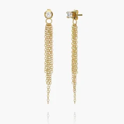 Mimosa Short Tassel Stud with 0.1 CT Diamond - Gold Vermeil