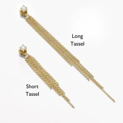 Mimosa Short Tassel Stud with 0.1 CT Diamond - Gold Vermeil