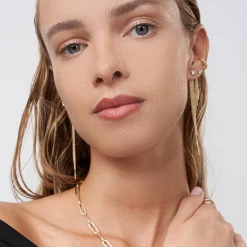 Mimosa Short Tassel Stud with 0.05 CT Diamond - Gold Vermeil