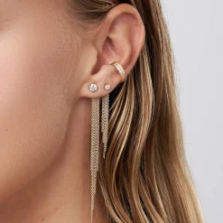 Mimosa Short Tassel Stud with 0.1 CT Diamond - 14k Solid Gold