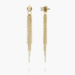 Mimosa Short Tassel Stud with 0.1 CT Diamond - 14k Solid Gold
