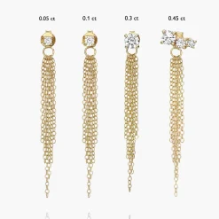 Mimosa Short Tassel Stud with 0.1 CT Diamond - 14k Solid Gold