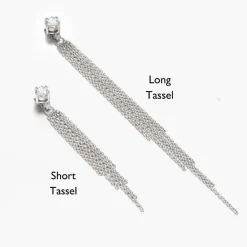 Mimosa Short Tassel Stud with 0.05 CT Diamond - Silver