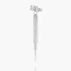 Mimosa Short Tassel Stud with Trio Diamond 0.45 CT Diamond - Silver