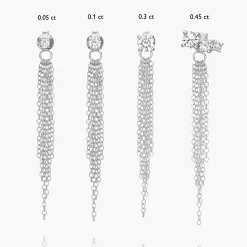Mimosa Short Tassel Stud with Trio Diamond 0.45 CT Diamond - Silver