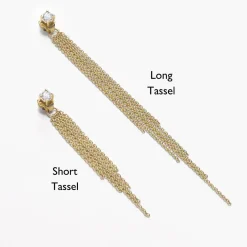 Mimosa Short Tassel Stud with 0.05 CT Diamond - 14k Solid Gold
