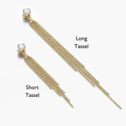 Mimosa Short Tassel Stud with 0.3 CT Diamond - 14k Solid Gold