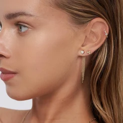 Mimosa Short Tassel Stud with 0.3 CT Diamond - Gold Vermeil