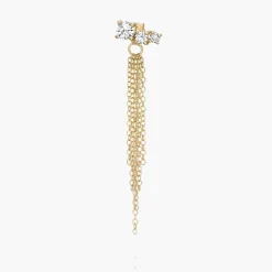 Mimosa Short Tassel Stud with Trio Diamond 0.45 CT Diamond - 14k Solid Gold
