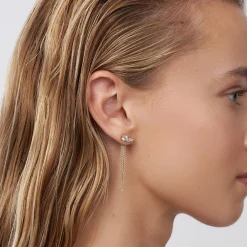 Mimosa Short Tassel Stud with Trio Diamond 0.45 CT Diamond - Gold Vermeil