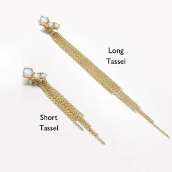 Mimosa Short Tassel Stud with Trio Diamond 0.45 CT Diamond - Gold Vermeil