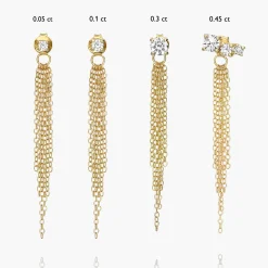 Mimosa Short Tassel Stud with Trio Diamond 0.45 CT Diamond - Gold Vermeil