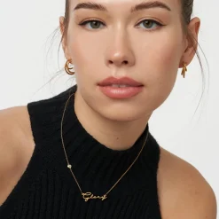 Mon Petit Name Necklace With 0.2 Ct Heart Diamond Shape - Gold Vermeil