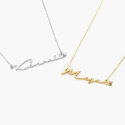 Mon Petit Name Necklace with Diamond - 14k Solid Gold