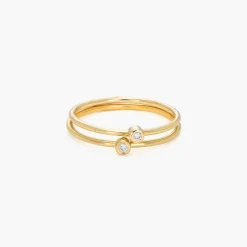 Mona Stackable Ring with Diamond - Gold Vermeil
