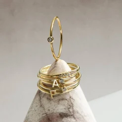 Mona Stackable Ring with Diamond - Gold Vermeil