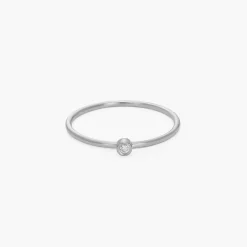 Mona Stackable Ring with Diamond - Silver